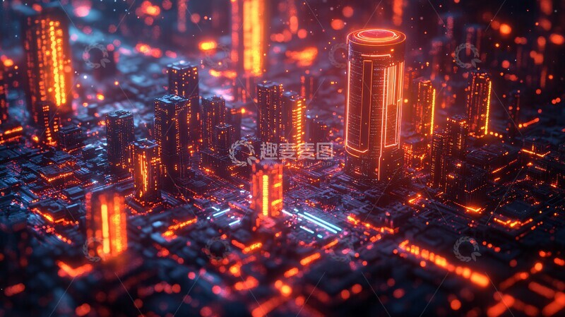 高清大图下载【趣麦麦图】科技粒子城科技粒子数据