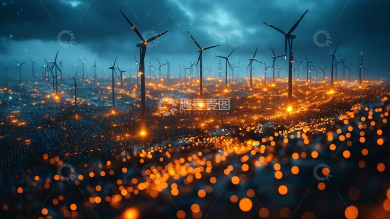 高清大图下载【趣麦麦图】太阳能风能数据流