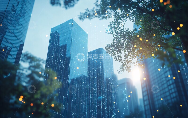 高清大图下载【趣麦麦图】数字连接商业区