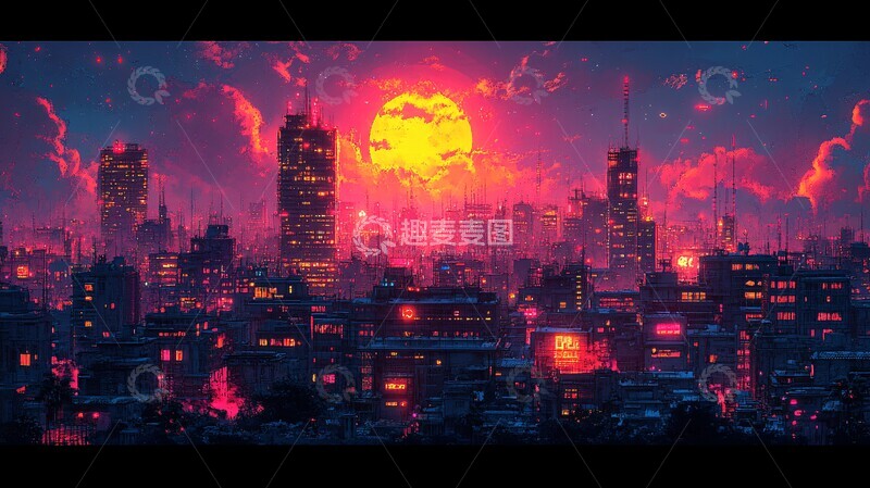 高清大图下载【趣麦麦图】未来网络城市夜景