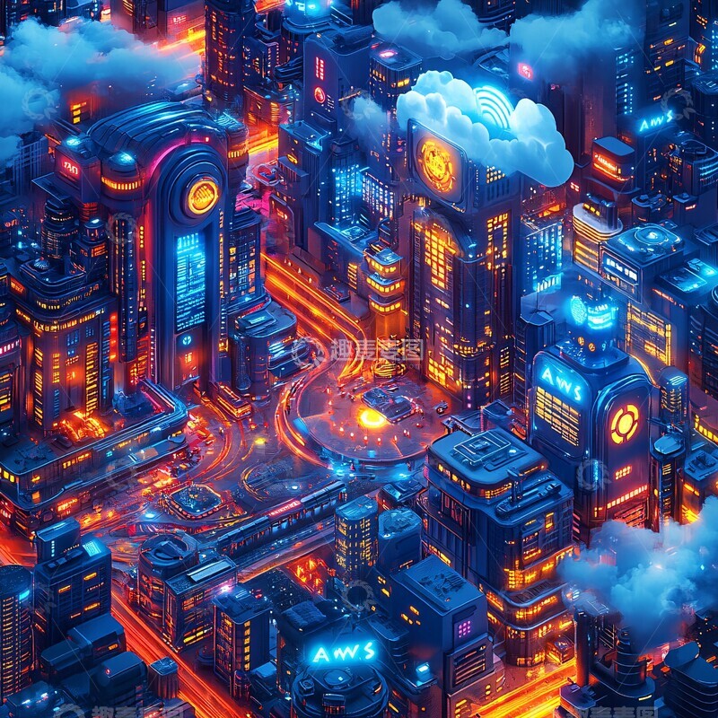 高清大图下载【趣麦麦图】云巨头的数字城市