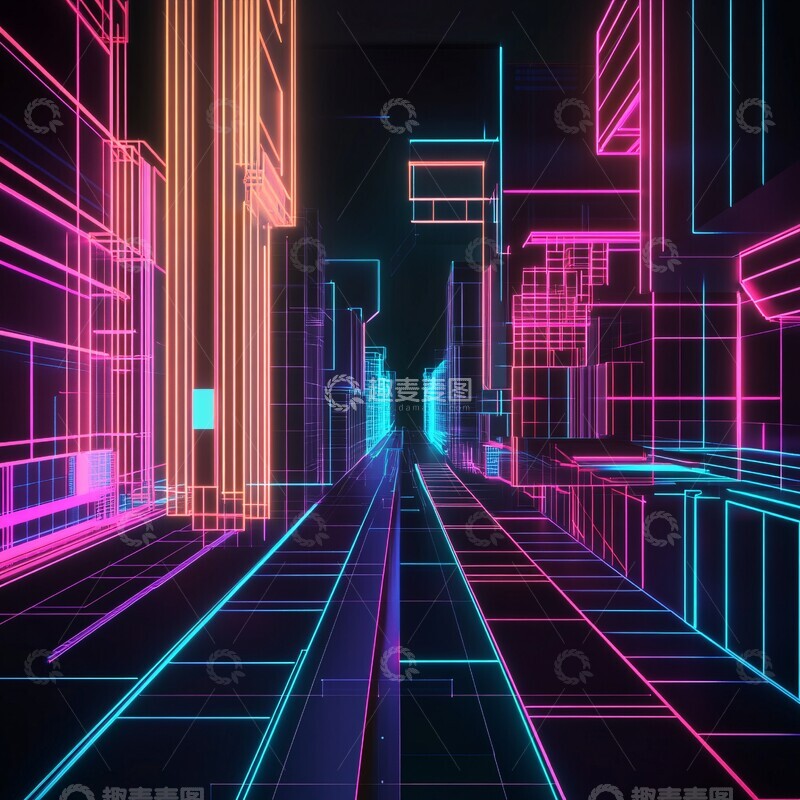 高清大图下载【趣麦麦图】网络节点城市景观1