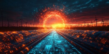 管道风力发电机日落