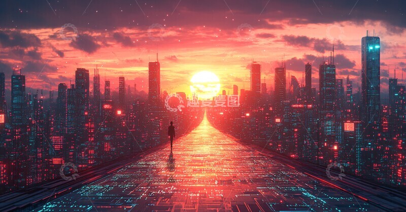 高清大图下载【趣麦麦图】未来城市电路图