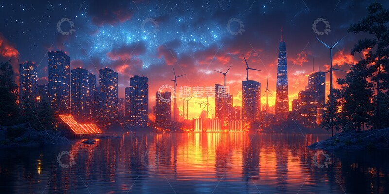 高清大图下载【趣麦麦图】城市能源夜景1