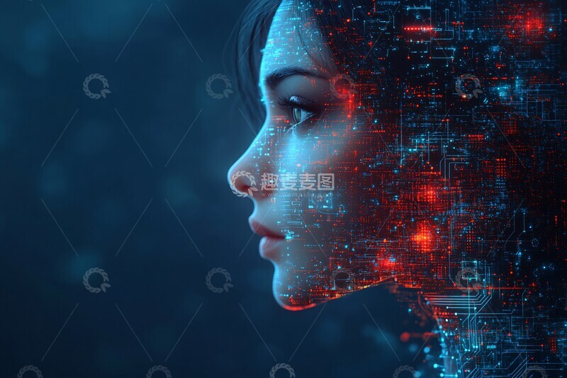 高清大图下载【趣麦麦图】数字人像与电路