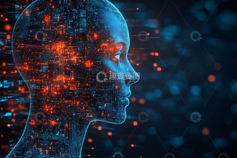 高清大图下载【趣麦麦图】数字人像与电路1