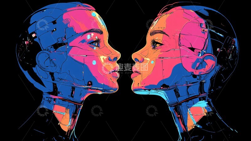 高清大图下载【趣麦麦图】人形机器人线条1