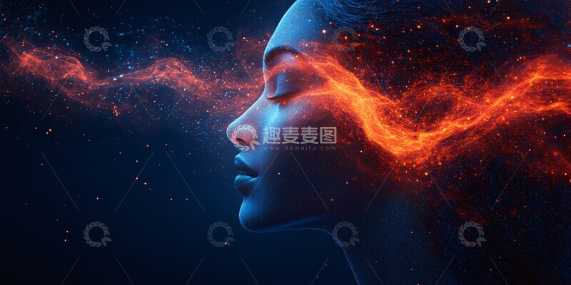 高清大图下载【趣麦麦图】-人脑彩色波束1