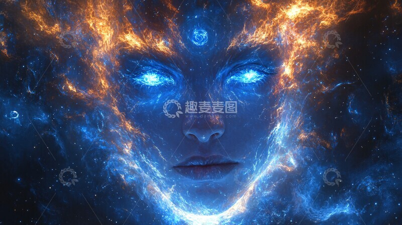 高清大图下载【趣麦麦图】光影人面像光影人面蓝色