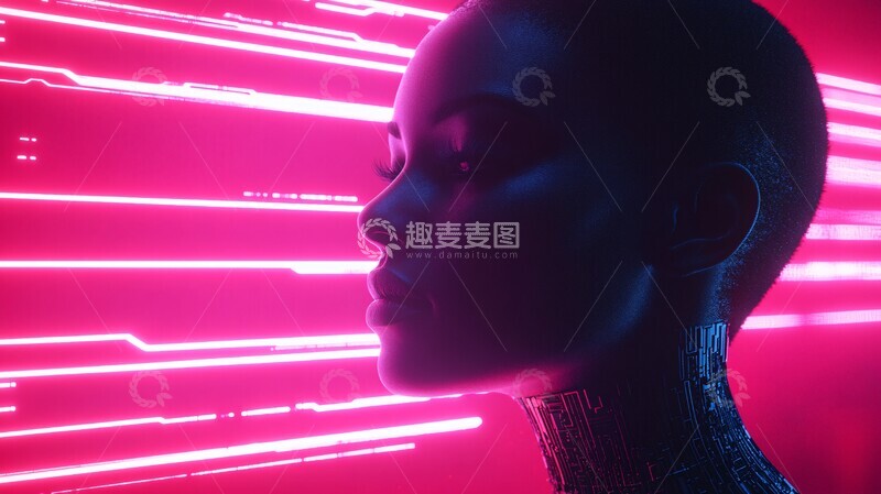 高清大图下载【趣麦麦图】数字人头像电路板1