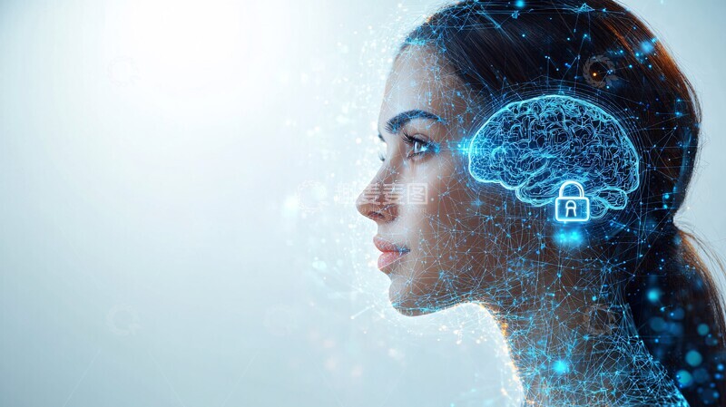 高清大图下载【趣麦麦图】白底蓝光脑图锁1