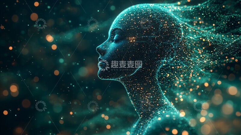 高清大图下载【趣麦麦图】数字人头部投影1