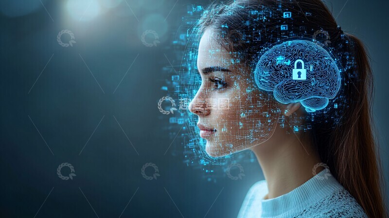 高清大图下载【趣麦麦图】白底蓝光脑图锁