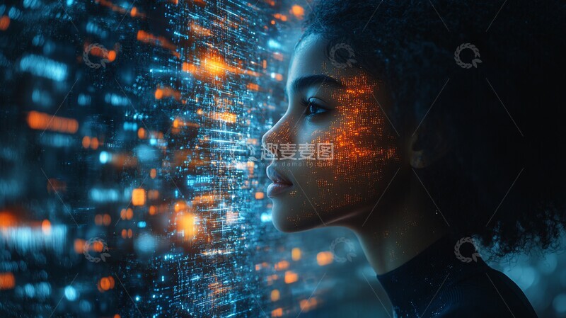 高清大图下载【趣麦麦图】机械女孩数字空间1