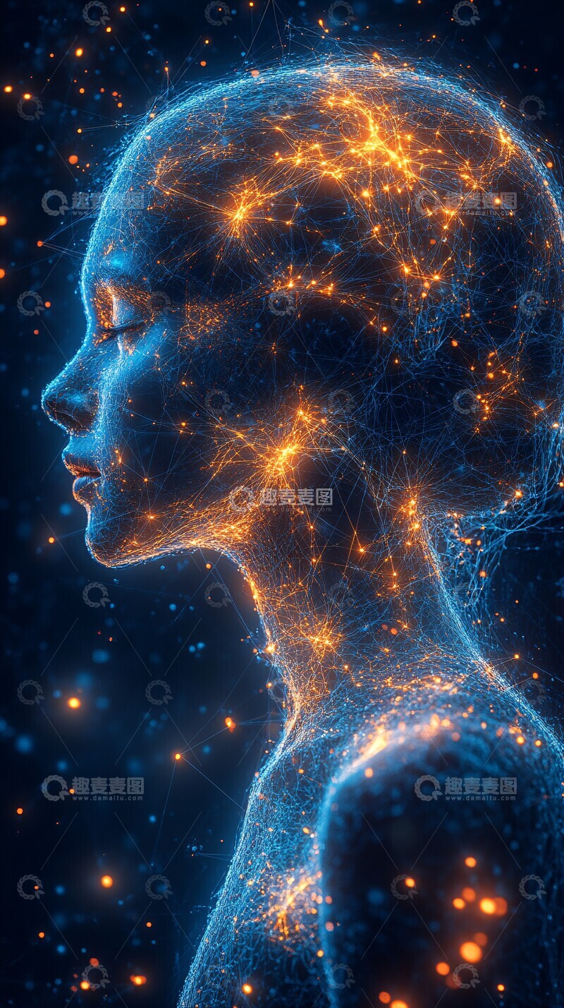 高清大图下载【趣麦麦图】人脑数字网络融合1