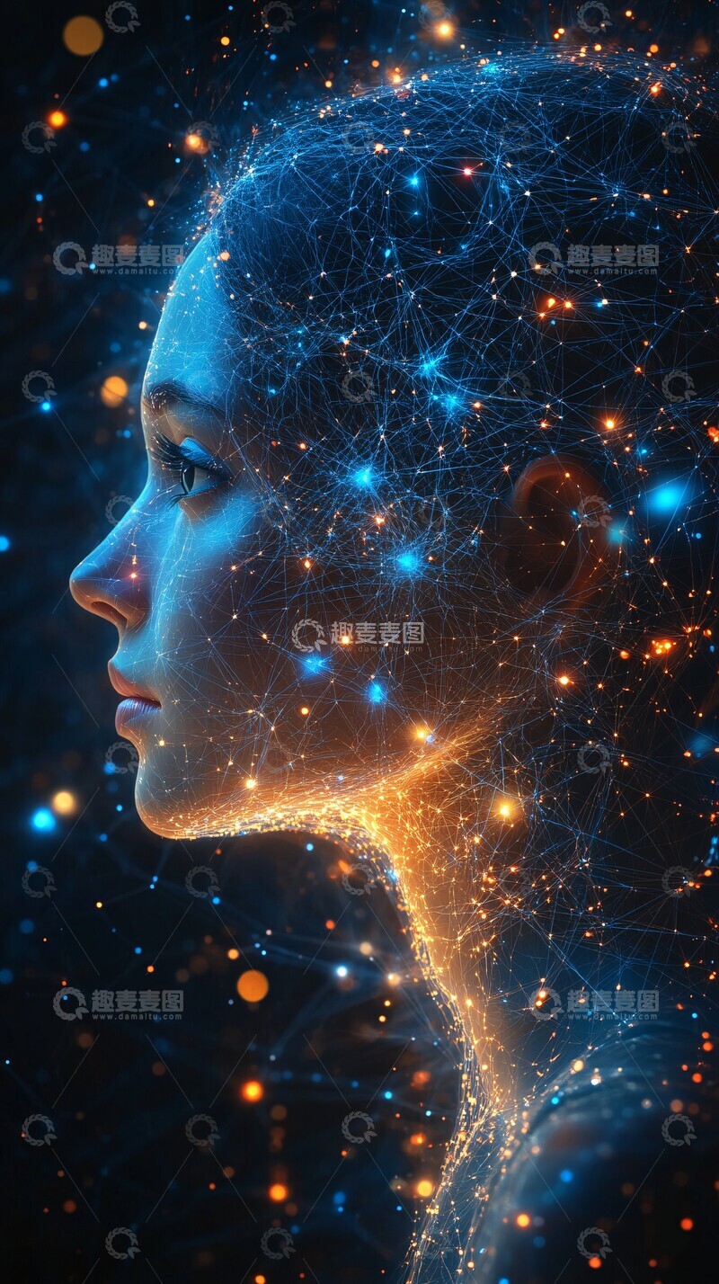 高清大图下载【趣麦麦图】人脑数字网络融合