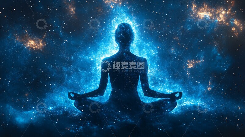 高清大图下载【趣麦麦图】宇宙蓝色身影线形