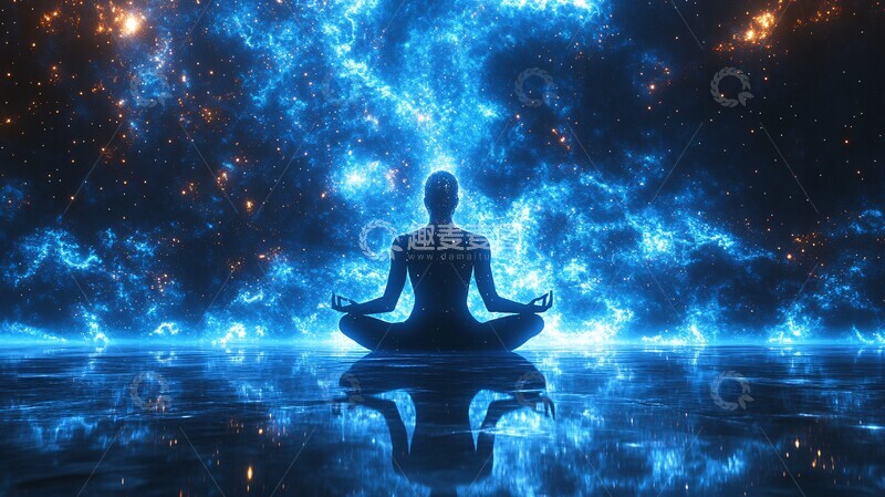 高清大图下载【趣麦麦图】宇宙蓝色身影线形1