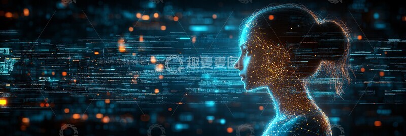 高清大图下载【趣麦麦图】数字界面蓝绿光1