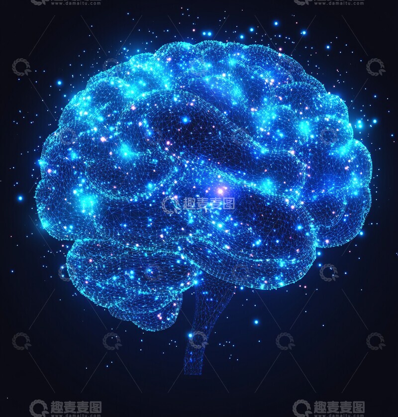 高清大图下载【趣麦麦图】蓝色神经网络图1