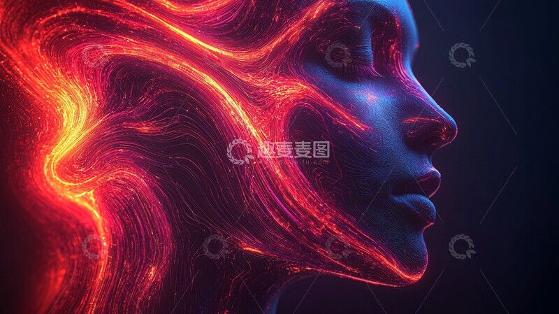 高清大图下载【趣麦麦图】人类轮廓思维流动2