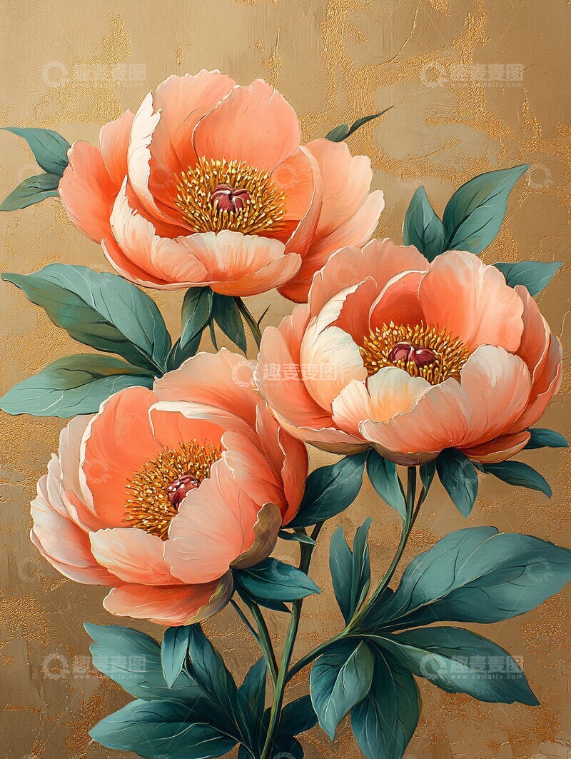 高清大图下载【趣麦麦图】芍药叶脉交织图