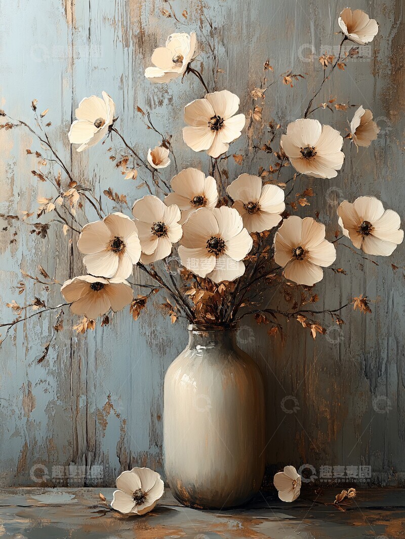 高清大图下载【趣麦麦图】冬季花卉油画2