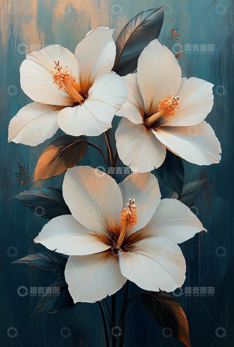 高清大图下载【趣麦麦图】白米棕抽象花卉2