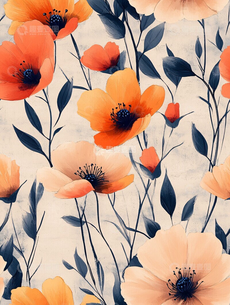 高清大图下载【趣麦麦图】手绘花卉纹样1