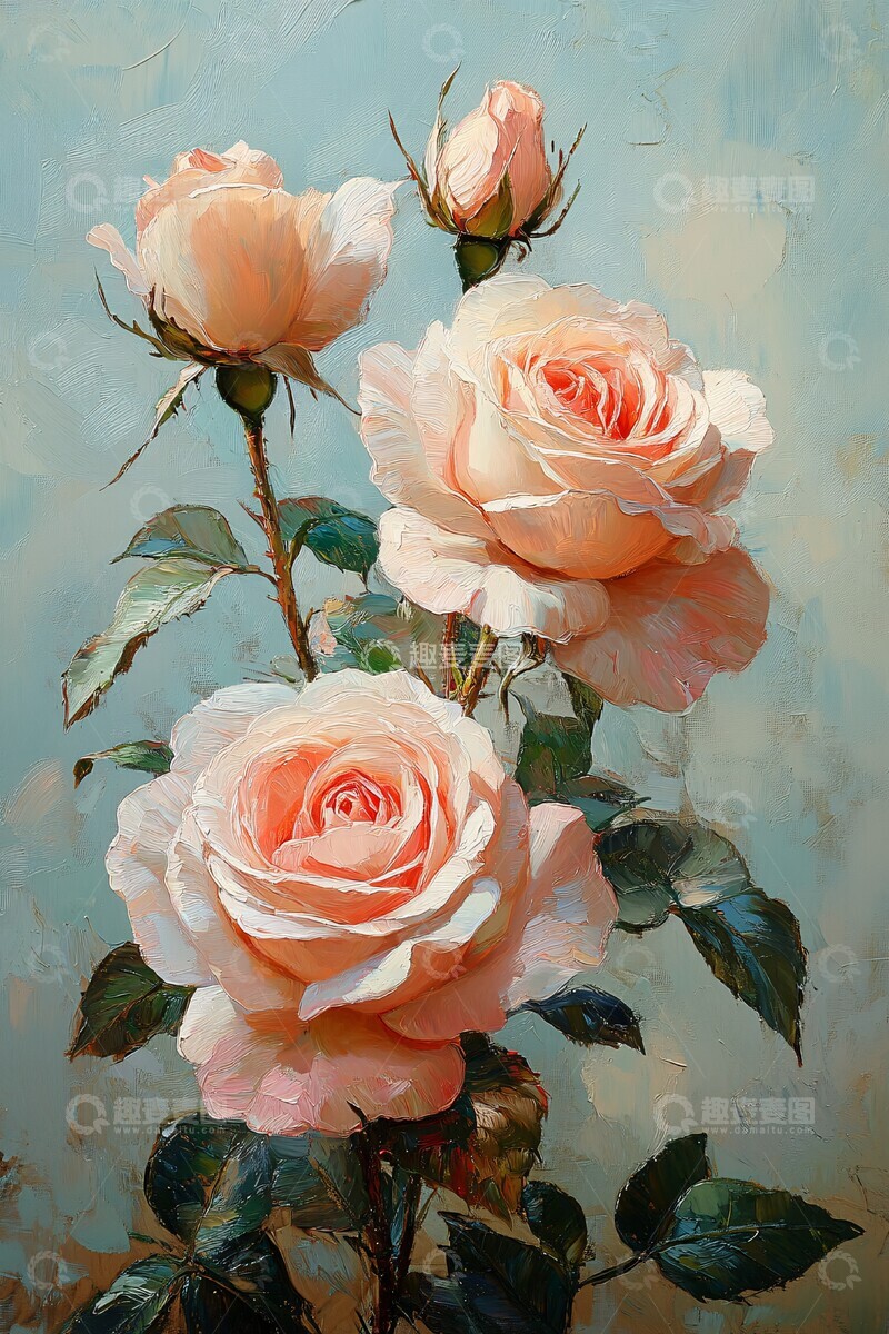 高清大图下载【趣麦麦图】白色渐变玫瑰画1