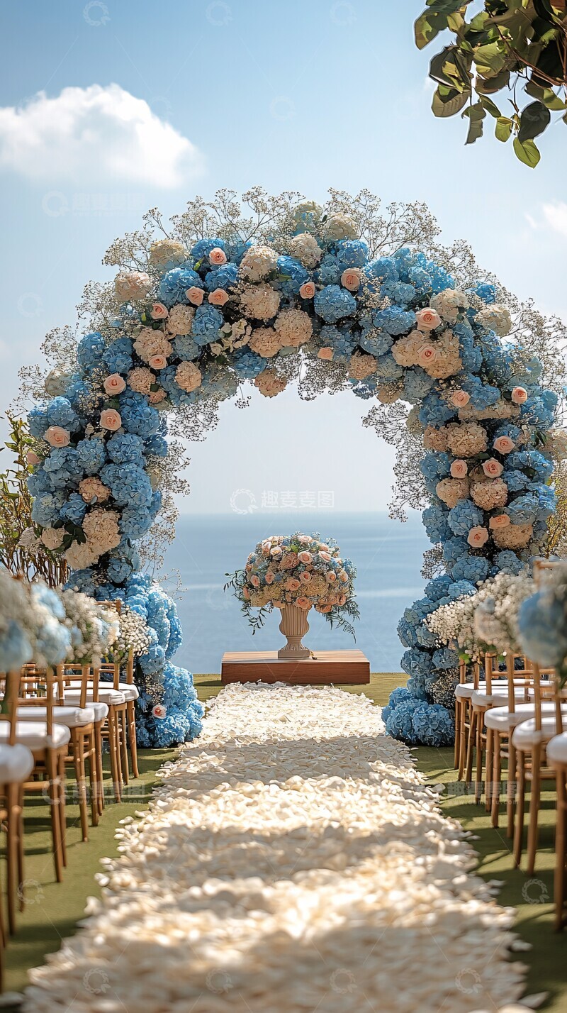 高清大图下载【趣麦麦图】白蓝绣球花拱门2