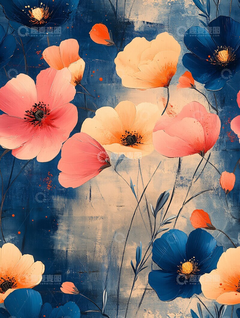 高清大图下载【趣麦麦图】手绘花卉纹样