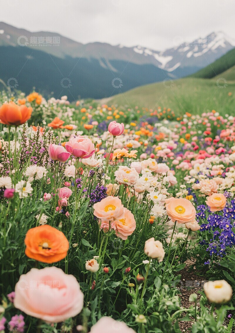 高清大图下载【趣麦麦图】野花盛开的小路