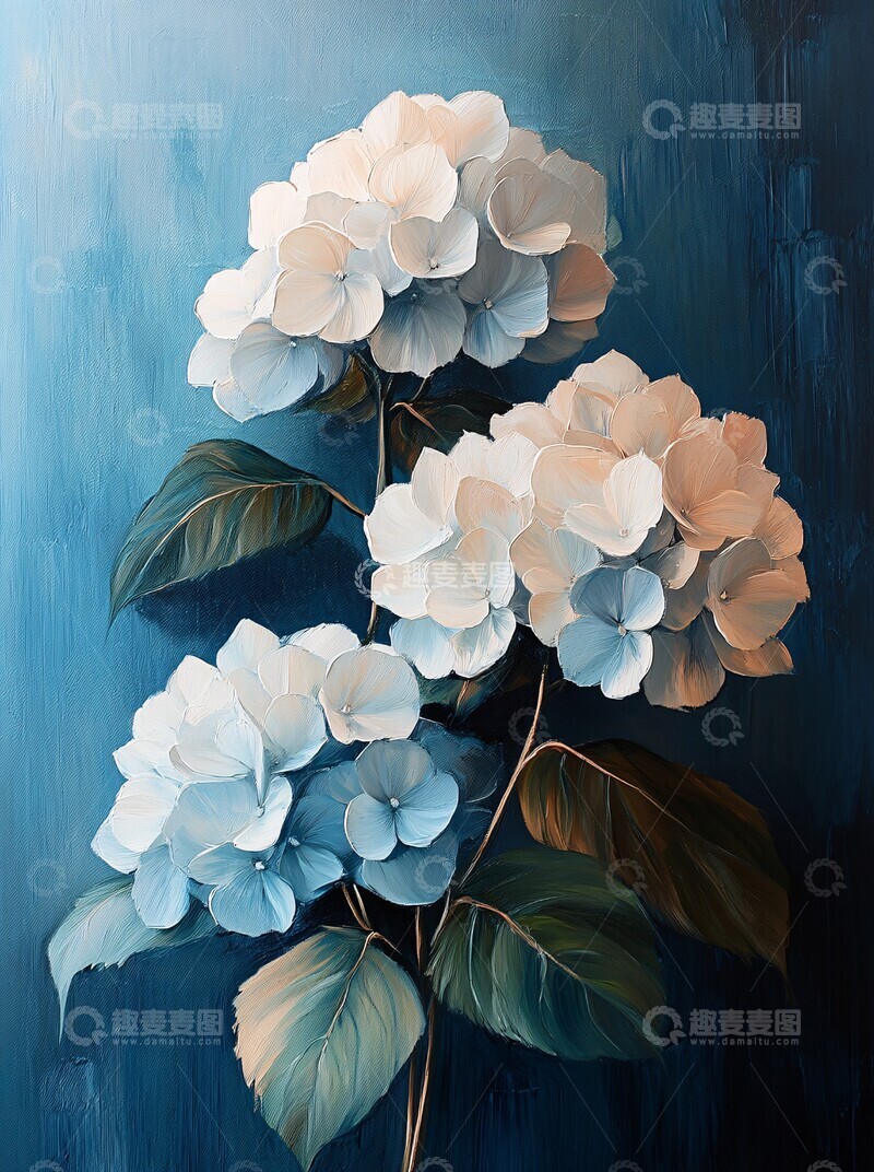 高清大图下载【趣麦麦图】白绣球花底画