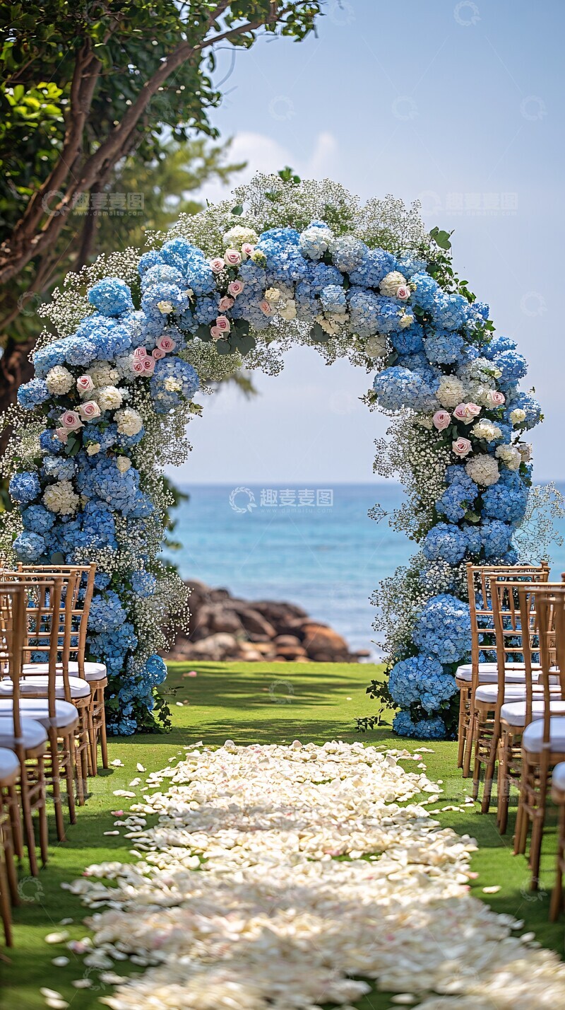 高清大图下载【趣麦麦图】白蓝绣球花拱门1