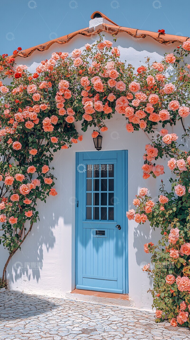 高清大图下载【趣麦麦图】白色墙面玫瑰门