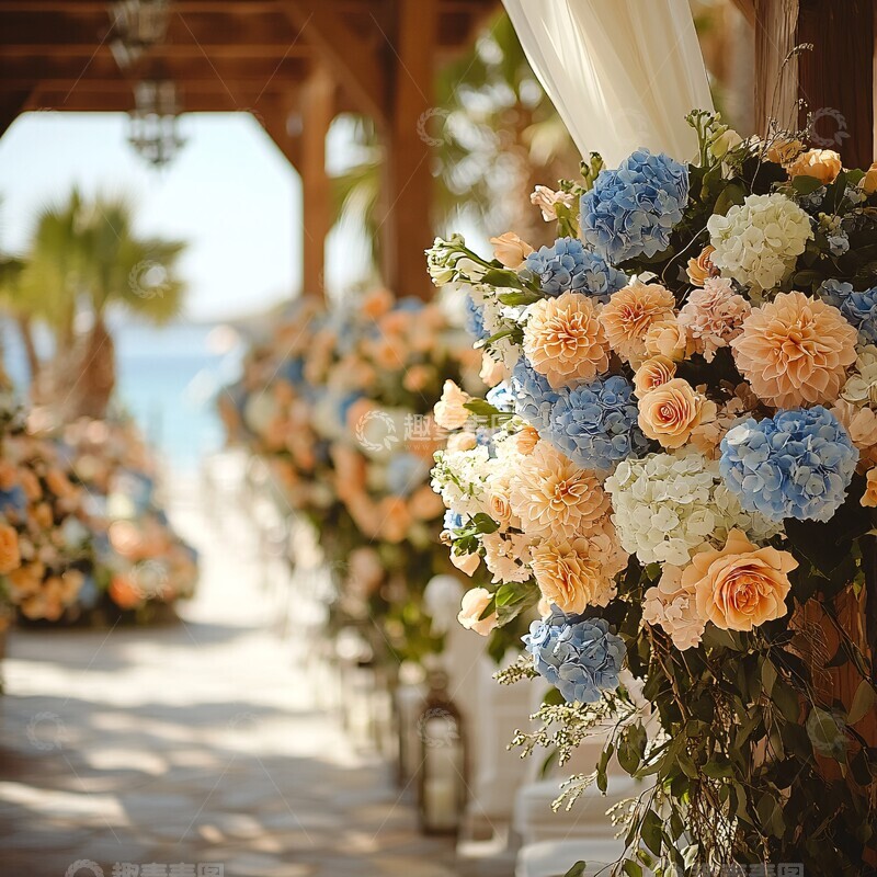 高清大图下载【趣麦麦图】海边庭院婚礼花卉2
