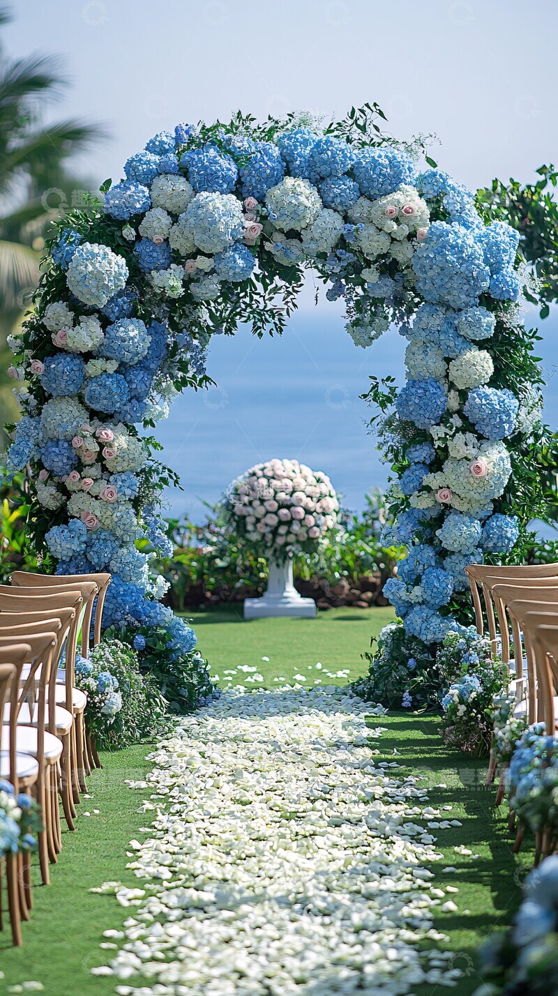 高清大图下载【趣麦麦图】白蓝绣球花拱门