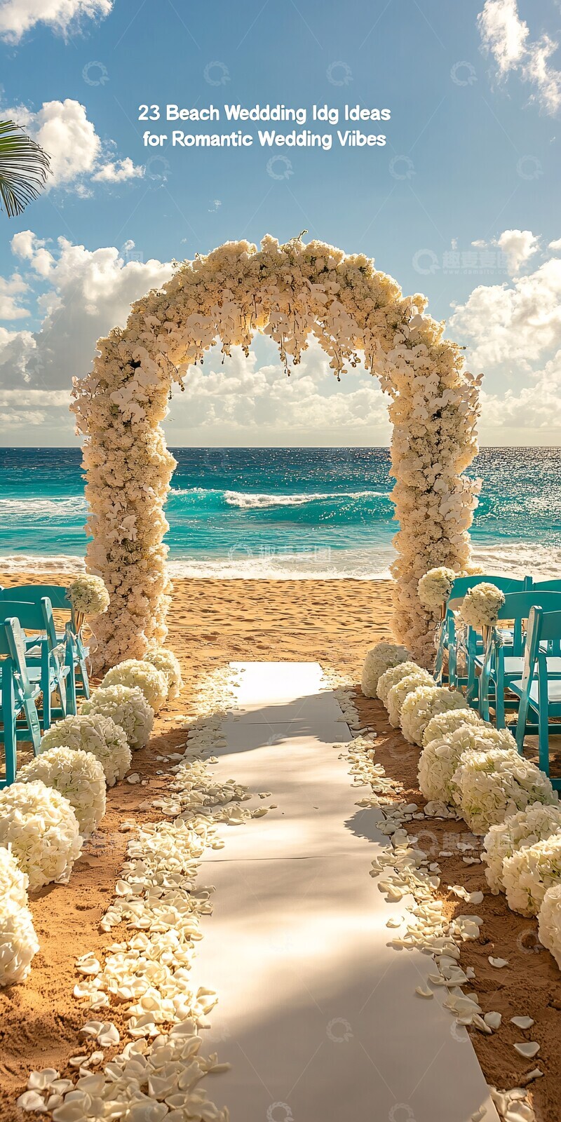 高清大图下载【趣麦麦图】海边婚礼白色花艺仪式2