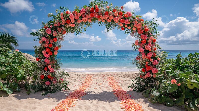高清大图下载【趣麦麦图】红粉花束婚礼拱门2