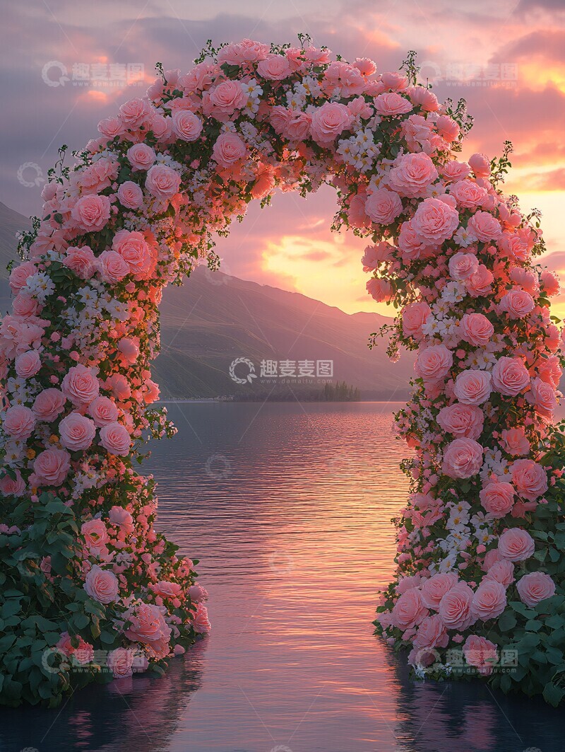 高清大图下载【趣麦麦图】白色花环立湖中2