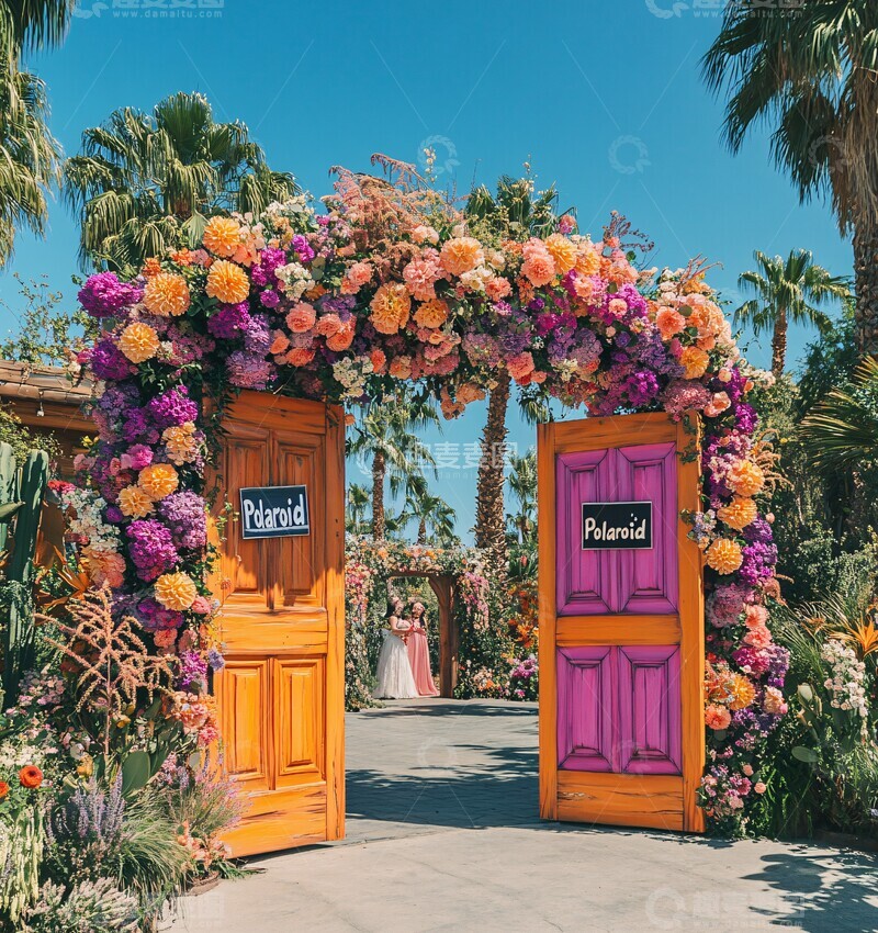 高清大图下载【趣麦麦图】婚礼拱门与双木门