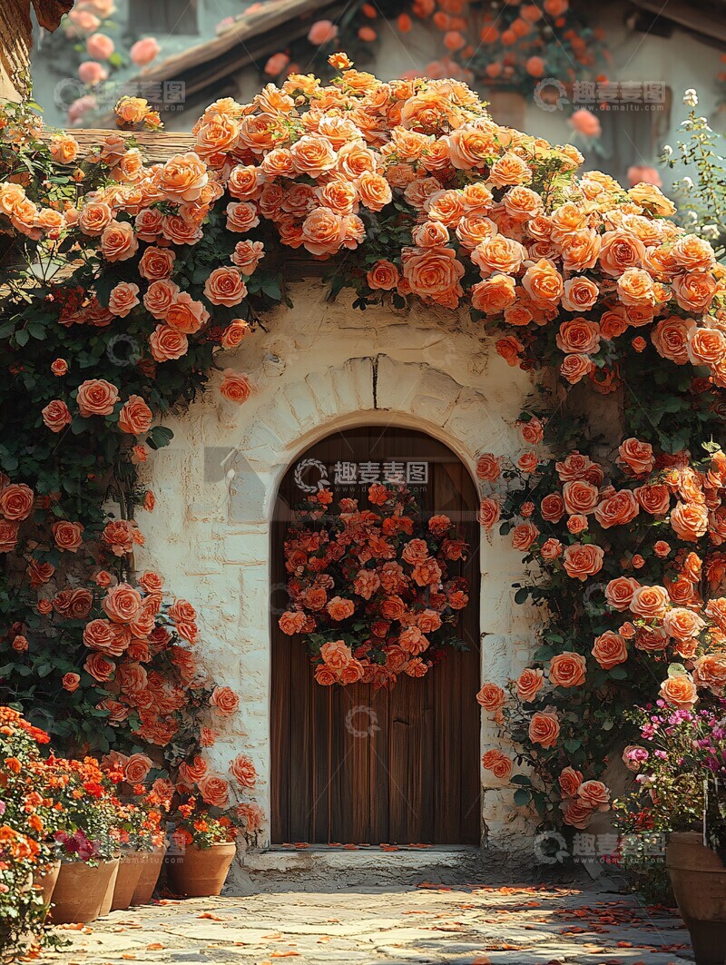 高清大图下载【趣麦麦图】玫瑰拱门花墙门
