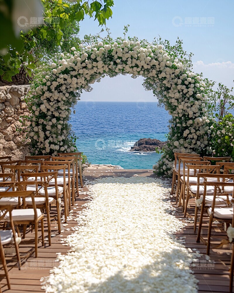 高清大图下载【趣麦麦图】白色花艺拱门婚礼