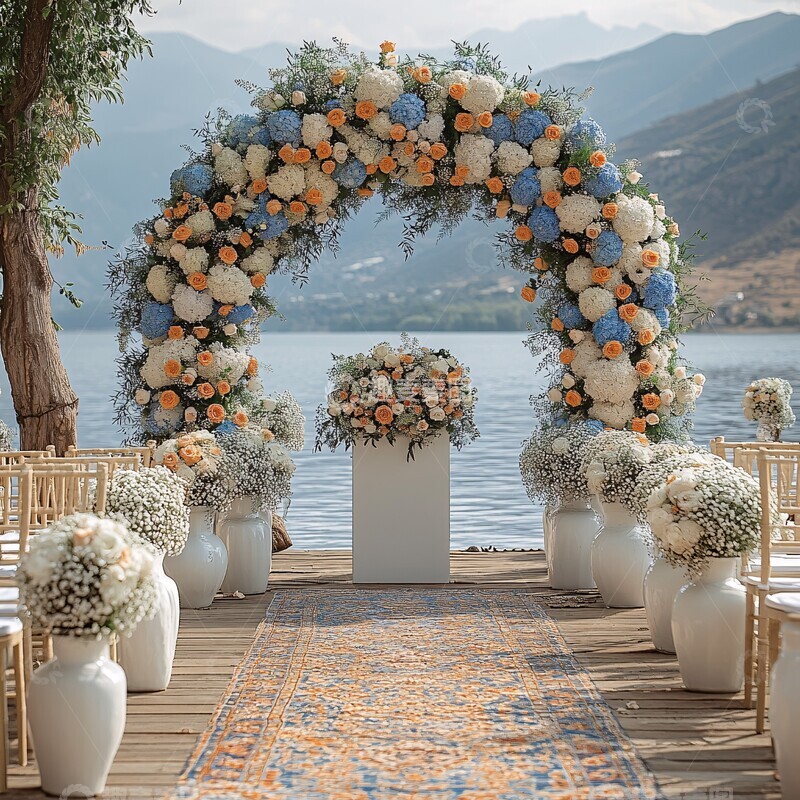 高清大图下载【趣麦麦图】白色花艺圆形2