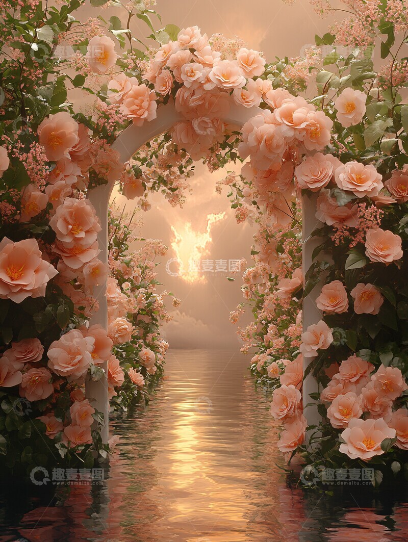 高清大图下载【趣麦麦图】白色花环立湖中1