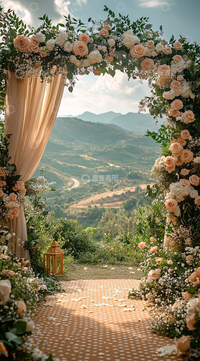 高清大图下载【趣麦麦图】白玫瑰花拱婚礼入口1