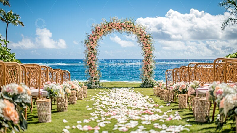 高清大图下载【趣麦麦图】粉色花拱门婚礼布置
