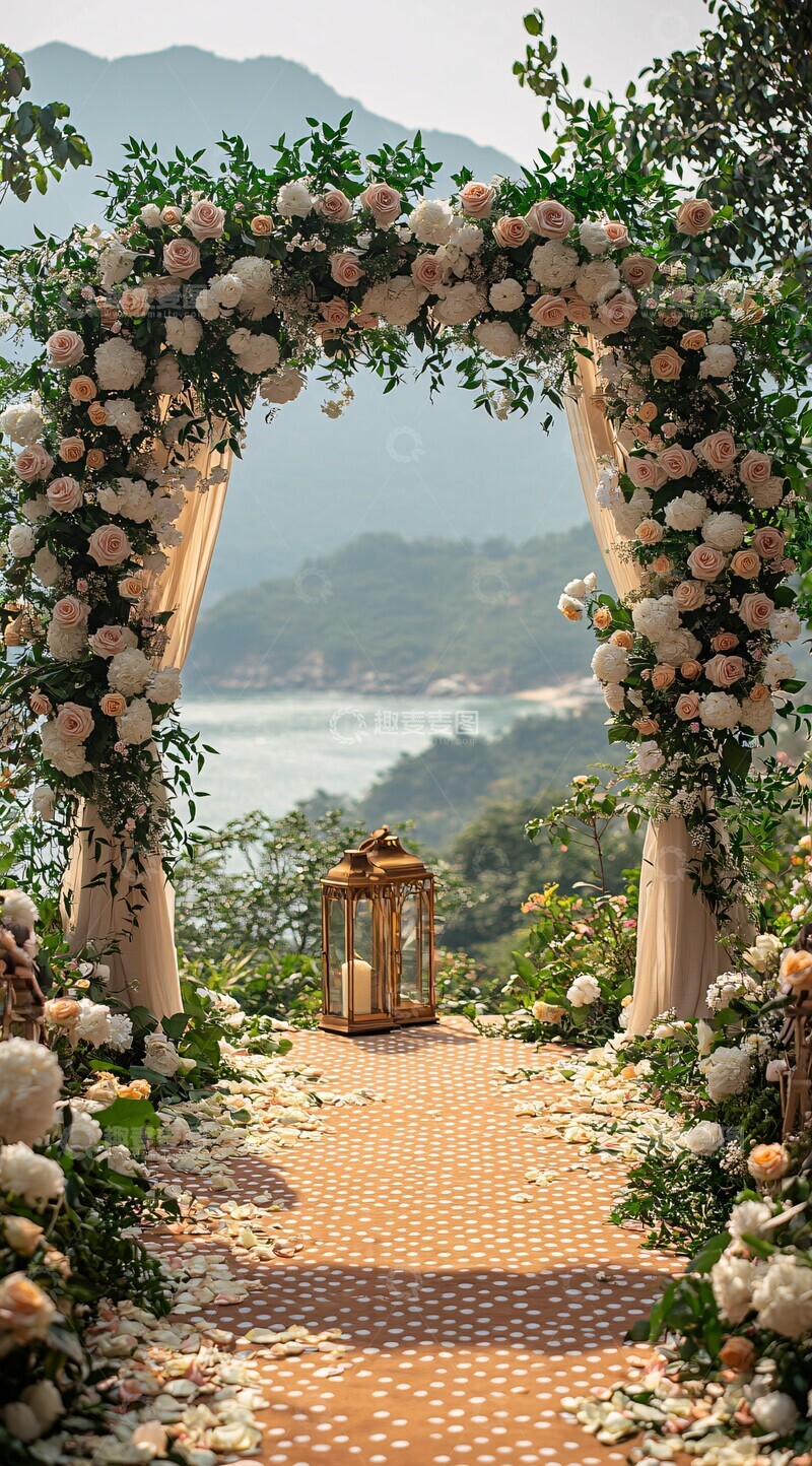 高清大图下载【趣麦麦图】白玫瑰花拱婚礼入口